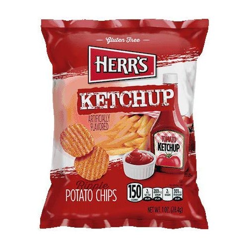Herr's Potato Chips, Ketchup Flavored, 1 Oz. (Pack of 7)