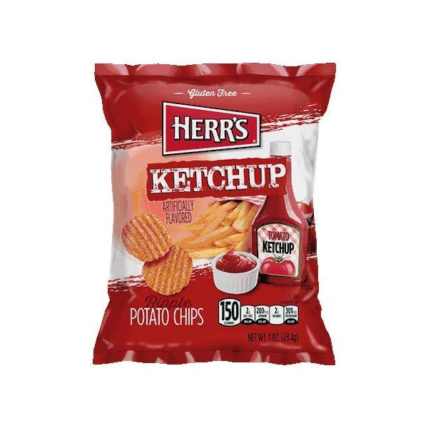 Herr's Potato Chips, Ketchup Flavored, 1 Oz. (Pack of 7)