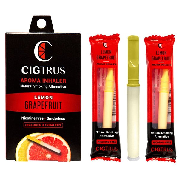 Cigtrus Smokeless Air Inhaler - Natural Smoking Alternative | Tobacco-Free, Nicotine-Free, & Non-Electric | Oral Fixation Relief - Quit Smoking Aid & Stop Vaping Aid | Citrus Grapefruit- 3 Pack