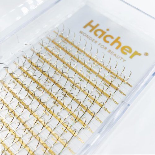 HAICHER Holographic Lash Tinsel, Colored Lash Extensions CC Curl 9-18mm Mixed Lash Trays (Gold, Spike)