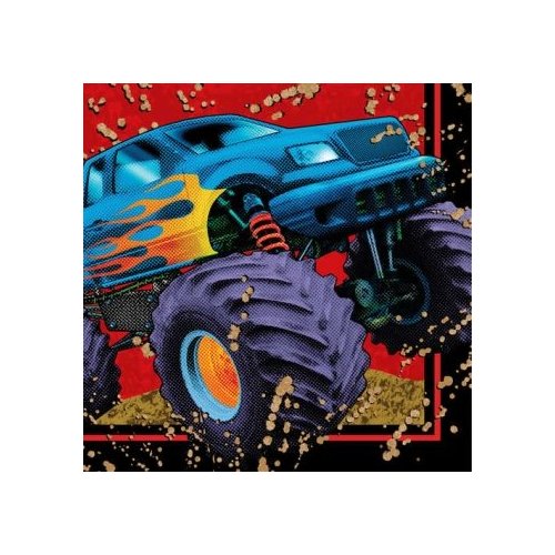 Mudslinger Monster Truck 3-Ply Beverage Napkins 16 Per Pack