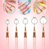 MEKK Liner Brush for Nails Gel 5PCS Nail Art Brushes Sizes 7/9/12/15/20mm for Nail Polish Painting Design Nail Art Brush with Metal Handle Pink Nail Brushes for Nail Art