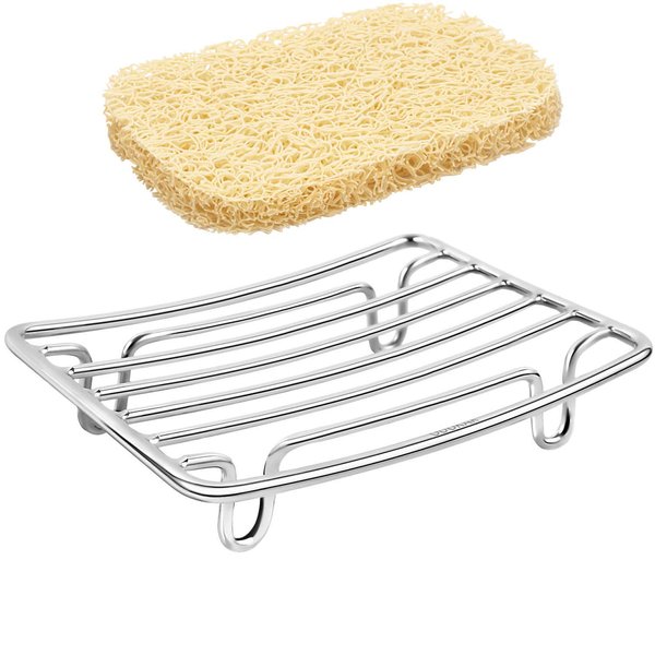 GUUKAR Bar Soap Dish Holder for Shower Bathroom Stainless Steel Rust Proof Self Draining with Beige Soap Saver Pad