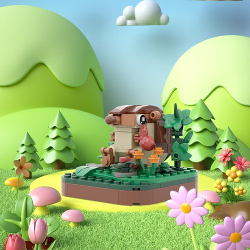 MEIEST Mini Animals Building Blocks Set,Land Animal Themed Collection Construction Building Bricks Toy,Cute Home Decors,6+(Hedgehog)