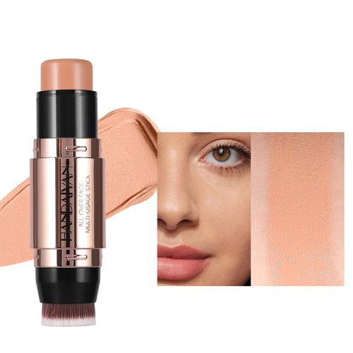 DLZZRS 8 Colors Cream Contour Sticks Makeup Kit, Dual-Ended Concealer Stick With Soft Brush, Non-Greasy Long-Wear Face Primer Multi-Use Contouring Pen, Full Coverage Shades Corrector Concealer (05#)