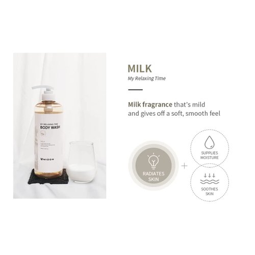 MIZON MILK Body Wash, Nourish, Moisture, Soft Skin, Soothe Skin, Long-Lasting Nourishment, Deep Moisture (27 oz)