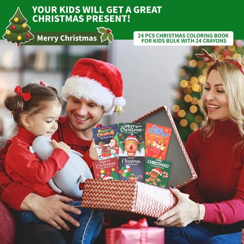 48Pcs Christmas Coloring Book for Kids with Crayons, Christmas Activity Books Mini Coloring Book Bulk DIY Art Drawing Book Set Xmas Stockings Goodie Bags Stuffer Filler Holiday Party Supplies
