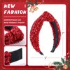 Lanmerry Sequin Knotted Headbands, Red Hair Hoop Sparkly Hair Bands for Women Girls, Glitter Wide Hair Bands, Fashion Hair Accessories, Valentine's Day Gifts