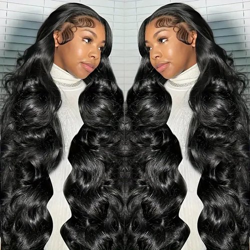 13x6 Lace Front Wigs Human Hair 250 Density HD Lace Front Wigs Human Hair Wigs for Women Body Wave Lace Front Wigs Human Hair Pre Plucked Body Wave Human Hair Wig 18 inch 13x6 HD Black Wavy Wig