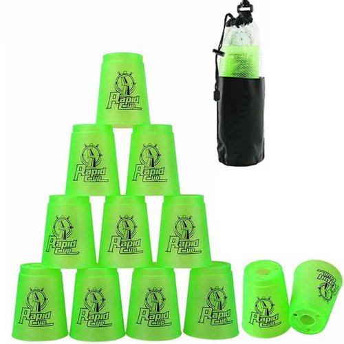 SEISSO Stack Cups, Stacking Cup Set Classic Stack Training Game Toys for Boys Girls Kids Stacking Cups (12 Pack Green)