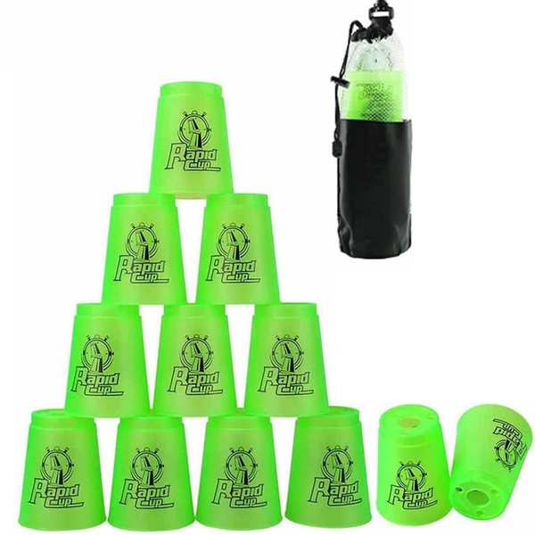 SEISSO Stack Cups, Stacking Cup Set Classic Stack Training Game Toys for Boys Girls Kids Stacking Cups (12 Pack Green)