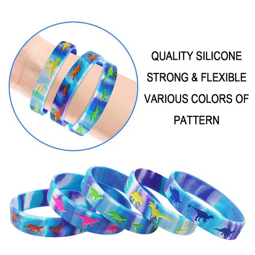 Heqishun Dinosaurs Silicone Wristbands 30 Pack Dinosaurs World Jurassic Party Supplies for Dinosaurs Theme Party Favors Gifts Bags Stuffers