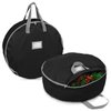 Primode Christmas Wreath Storage Bag 24",2 Pack Artificial Wreath Container,Garland Holiday Xmas Wreaths Holder,Sturdy Handles,Inner Straps,Card Slot Dual Zipper Strong Oxford (24 Inch, Black)