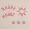 Hkanlre Bling Coffin Press on Nails Fake Nails Tips Full Cover Medium False Gradient Nails for Women and Girls 24PCS (Coffin pink)