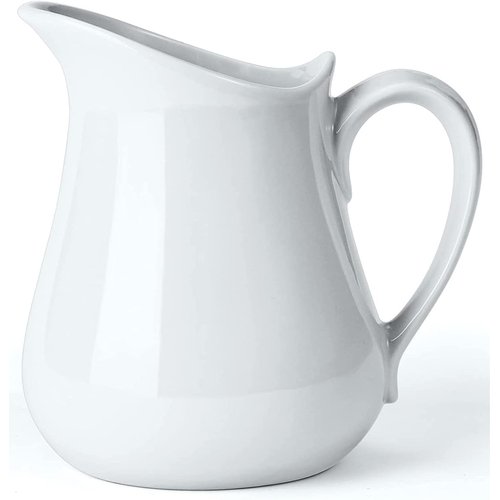 Yedio Porcelain Milk Creamer Pitcher with Handle, 17 Ounce White Porcelain Creamer Pitcher for Coffee and Tea
