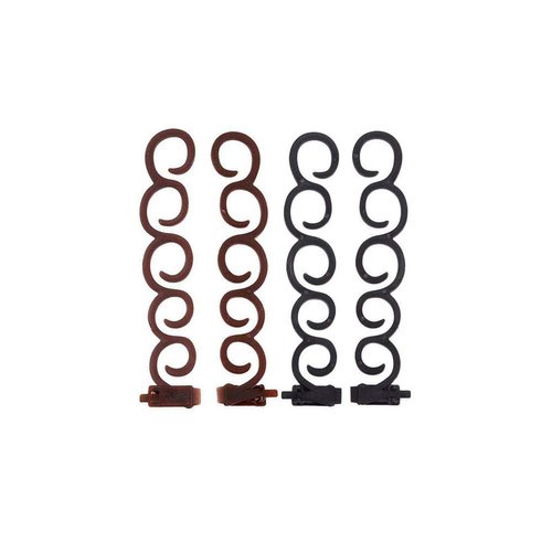 AKOAK 4 Pcs Braid Tools, Hair End Styling Tool Set for Women and Girls, PP Plastic, Black + Brown (2 Pieces Each Color), Durable, Flexible, Lightweight, Suitable for Any Hair Type