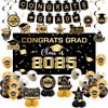 Class of 2025 Graduation Decorations Banner, Graduation Hanging Swirl,Balloons and Honeycomb Supplies for Graduation Party, Childrens Party Banners (Gold, 2025)