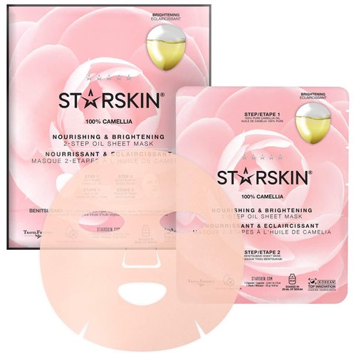 STARSKIN 2-Step Oil Sheet Mask, Award Winning Korean Face Mask, Nourishing & Brightening, Camellia, 25ml