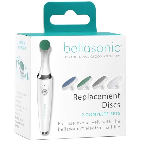 Replacement Discs for Bellasonic 4-in-1 Rechargeable Electric Nail File Set with Unique Oscillating Head – Shape, Smooth, Buff & Shine Nails | Remove Cuticles & Calluses (2 Sets)