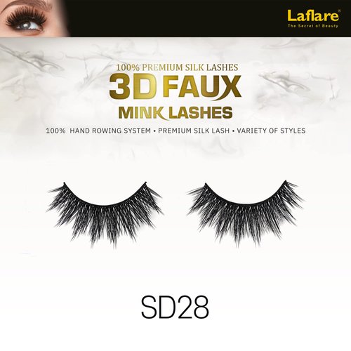 Laflare Silk Lashes 3D FAUX MINK Eyelashes, Light, Reusable, Handmade, Natural Looking, Professional Easy to Apply Eyelashes in a Knitted Style3-3 PACKS BUNDLE SPECIAL (3, SD28)
