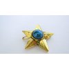 Small distressed vintage look gold and blue star hair clip barrette (set of two)
