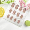 Almond Press on Nails Short Fake Nails with Floral Designs Cute Acrylic Nails Press ons Glossy Glue on Nails Nude Full Cover Artificial Stick on Nails for Women 24Pcs