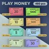 Queensell Play Money Suitable for Monopoly Board Game – 480 pcs of 60 Each Bill Denomination – Double Sides Printing Paper Money for Pretend Play Cashier, Monopoly Money Refill Packs - 480 pcs