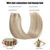 Ugrace Hair Wire Hair Extensions Real Human Hair Light Blonde Highlighted Golden Blonde 18 inch 90g Hairpiece with Invisible Fish Line Straight Clip in Human Hair Extensions for Women