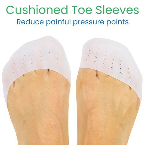 ViveSole Toe Protectors for Women & Men (4 Pcs) - Silicone Sleeves for Pain Relief - Covers for Feet, Foot Gel Caps for Shoes, Blister Protection - Cushion Guards for Ball of Foot and Metatarsal