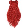 AMZCOS Kids Red Costume Wig with Buns and Red Necklace Earrings Long Red Wavy Hair Wigs for Girls Halloween Cosplay (Kids)