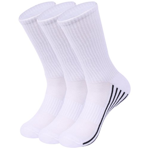 SPST Soft Crew Socks, Womens Summer Fashion Comfort Stretchy Breathable Seamless Cushion Outdoor Recreation Golf Hiking Trekking Running Walking Mid-Calf Quick Dry Socks, 3 Pair White S