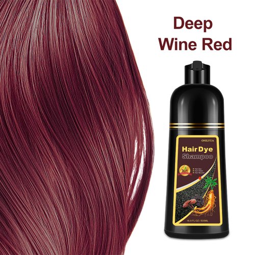Dark Wine Red Hair Dye, Hair Dye Shampoo, Hair Color Shampoo for Men and Women, 3 in 1 Hair Dye Shampoo 16.9 Floz, Safe and Natural Shampoo Para Canas (Dark Wine Red)