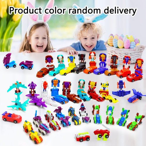 SCKTYZS Mini Transform Robot Car for Toddler, Converting Action Figures Include Pink Sports Car Red Police Car Blue Plane, Girl Kids Birthday Gift Educational Rewards…