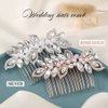 Yean Crystal Bridal Hair Comb Rose Gold Pearl Hair Piece Rhinestone Leaf Wedding Hair Accessories for Bride and Women (Silver)