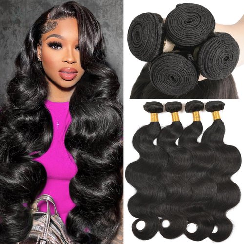 Oxcart 14A Human Hair Bundles 16 18 20 22 Inch Body Wave Bundles Human Hair 100% Unprocessed Brazilian Virgin Weave Hair Bundles Deals Human Hair 4 Bundles Human Hair Extensions Natural Color