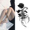 Oottati 2 Sheets Waterproof Small Cute Fake Hand Neck Temporary Tattoos Stickers Halloween Black Scorpion Rose Flower Totem