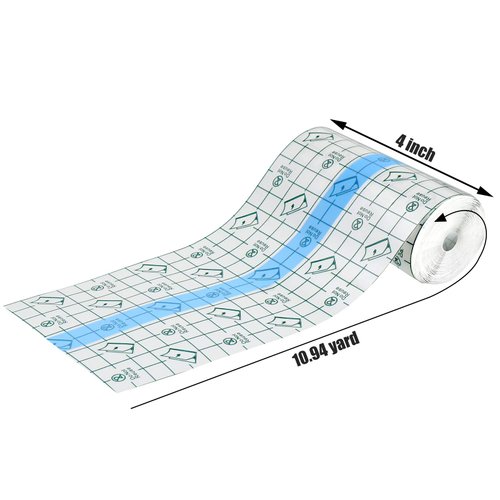 Tondiamo 2 Pieces Transparent Stretch Adhesive Bandage Waterproof Bandage Clear Adhesive Bandages Dressing Tape (4 Inch x 10.94 Yard)