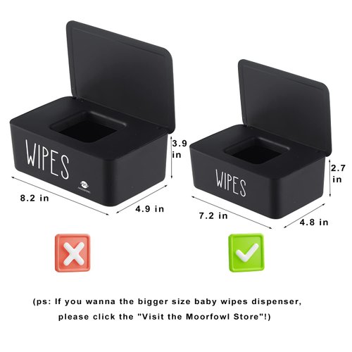 Moorfowl Baby Wipes Dispenser,7.28"L * 4.80"W *2.75"H,Flushable Wipes Holder for Bathroom Refillable Wipes Container Box Sleek Bathroom Decor Baby Registry Essential,Black Wipes