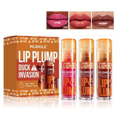3 Colors Lip Plumping Booster, Lip Plumper Gloss, High Pigment Plumping Lip Gloss with Spicy Ginger, Vegan Lip Makeup, 4.8ml Each (Set B, Set B)