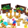 Feleph Treasure Accessories Money Building Blocks Set Jewel Chest, Gems Diamonds, Bullion Gold Tile Silver Bar, Power Crystals, Coins, Goblet, 100 Dollar Bill Cash Toy Brick