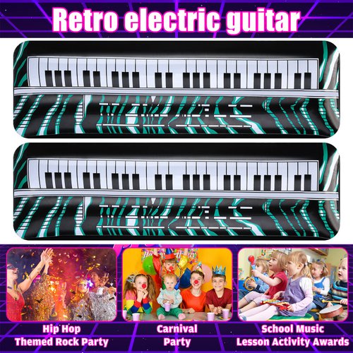 Leyndo 2 Pcs Inflatable Keyboard Piano Rock Star Toys Inflatable Party Props Electric Blow up Keyboard Piano Rock and Roll Party Decorations for Kids 80s 90s Themed Party Carnival Birthday Supplies