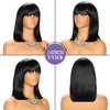 YYHR BLunt Cut Bob Wig With Bangs 14" Shoulder Length Yaki Straight Synthetic Hair Wigs Black Bob Daily Costume Wig Hair Replacement Wigs (14Inch,1B)