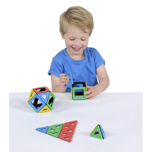 Polydron Kids Magnetic Educational Construction Set - Multicolored - Development Creative Building Kit - Geometry 3D Toy - 3+ Years - Pack of 32