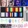 Janolia Face Painting Kit for Kids, Rainbow Face Paint Kit, UV Fluorescent Split Cake Face Paint, Water Activated Face Paint Body Paint, Ideal Facepaint Makeup Kit for Kids Halloween Carnival Easter