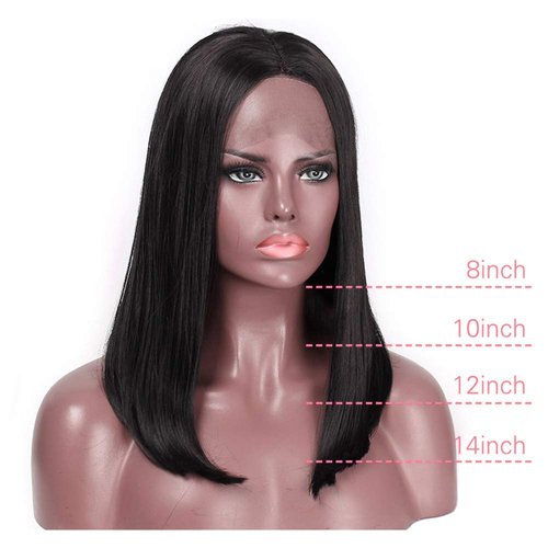 13X4 Short Bob Lace front Wigs Human Hair Straight Natural Hairline 10 Inch Brazilian Remy air Wigs Pre Plucked with Baby Hair for Black Women