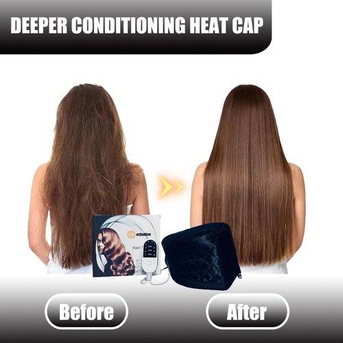 Heat Cap for Deep Conditioning, Thermal Steam Cap for Hair Treatment, Hair Steamer for Black Natural Hair, 10-Level Quick Heating Caps for Home Use.