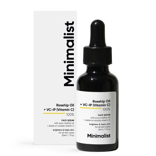 Minimalist Rosehip Oil with Vitamin C for Anti Aging & Glowing Skin | Fades Acne Marks & Scars & Reduces Photoaging | Pure & Cold Pressed | For Women & Men | 1 Fl Oz / 30 ml