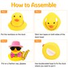 wonuu Rubber Duck Car Ornaments Cute Car Accessories for Duck Car Dashboard Decorations with Bow Tie TOP Hat Necklace and Musical Instruments, Pink hat&tie