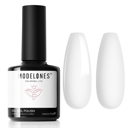 modelones Gel Nail Polish, 1 Pcs 15 ML White Gel Nail Polish Soak Off White Gel Polish White Nail...