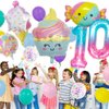 10pcs Candy Balloons Huge Number Balloons Ice Cream Sweets Sundae Foil Balloon for Girls Birthday Party Decorations Supplies
